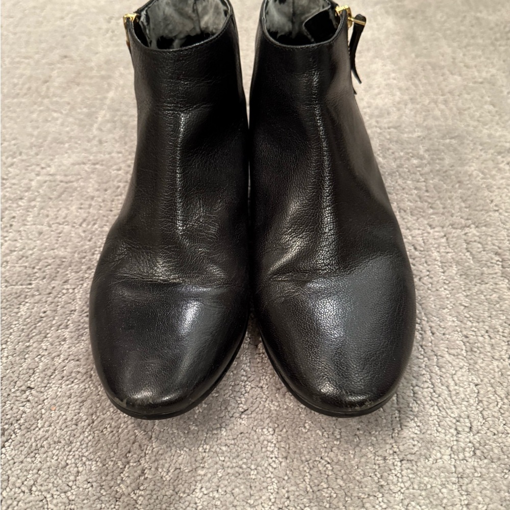 Cole Haan Black Leather Ankle Booties with Side Zippers